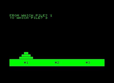 Hanoi (Commodore PET/CBM) screenshot: Smallest tower