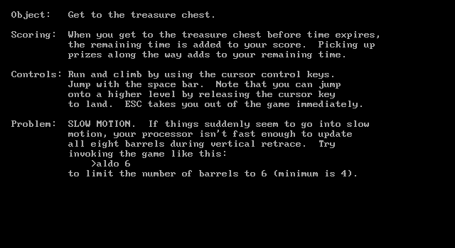 Screenshot of Aldo's Adventure (DOS, 1987) - MobyGames