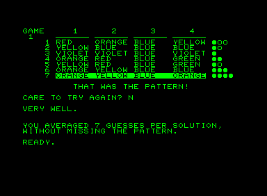 Mind (Commodore PET/CBM) screenshot: I won!