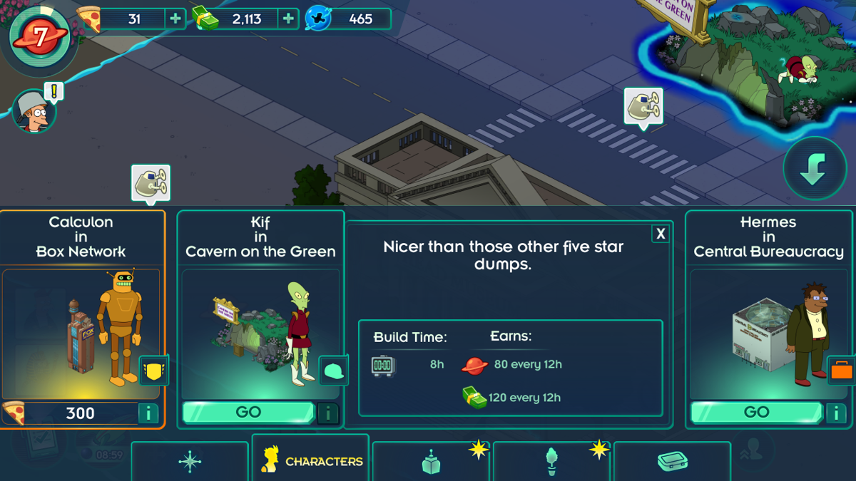 Futurama: Worlds of Tomorrow (iPhone) screenshot: The in-game shop