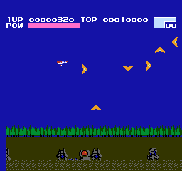 Volguard II (NES) screenshot: Boomerang shaped enemies