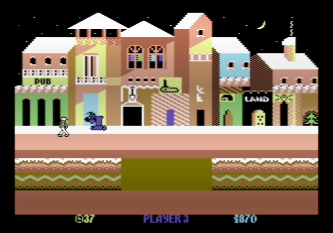 Space Moguls (Commodore 64) screenshot: Winternus Town