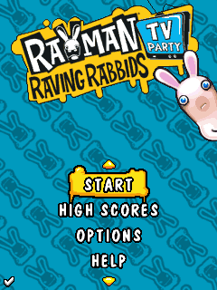 Rayman: Raving Rabbids TV Party (J2ME) screenshot: Main menu