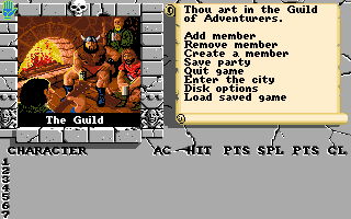 The Bard's Tale II: The Destiny Knight (Amiga) screenshot: Game start