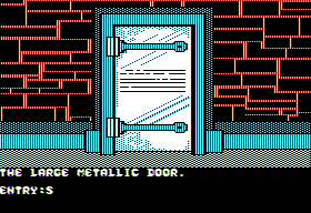 Dondra: A New Beginning (Apple II) screenshot: The starting room has four doors. This is one of them.