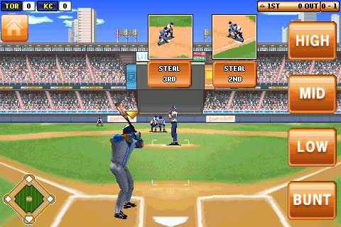 Derek Jeter Pro Baseball 2008 (Android) screenshot: Batting with steal options
