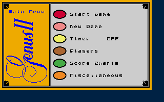 Trivial Pursuit: A New Beginning (Amiga) screenshot: Main menu.