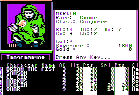 The Bard's Tale II: The Destiny Knight (Apple II) screenshot: Merlin