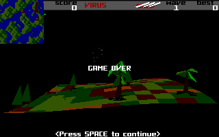 Virus (Amiga) screenshot: Game over.
