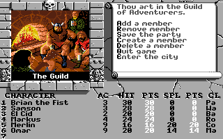 The Bard's Tale II: The Destiny Knight (Apple IIgs) screenshot: Game start