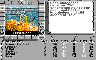 The Bard's Tale II: The Destiny Knight (Apple IIgs) screenshot: Treasure!