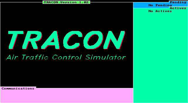 Tracon: Air Traffic Control Simulator (DOS) screenshot: Title Screen (version 1.02)