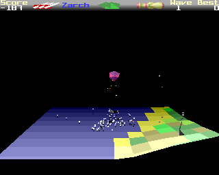 Virus (Acorn 32-bit) screenshot: Crashed into the water