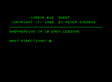 Sheep (Commodore PET/CBM) screenshot: Introduction screen