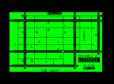 Police! (Commodore PET/CBM) screenshot: The thick line is the freeway