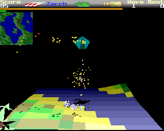 Virus (Acorn 32-bit) screenshot: Shot down an enemy