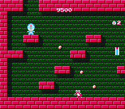 Doraemon (NES) screenshot: These reptiles shoot in all directions.