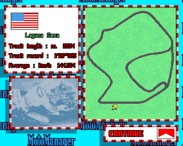 500cc Motomanager (Amiga) screenshot: Track info