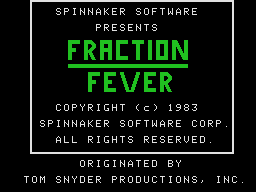 Fraction Fever (ColecoVision) screenshot: Title screen