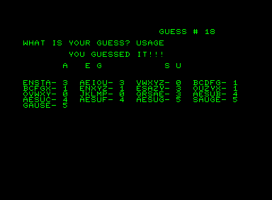 G-Word (Commodore PET/CBM) screenshot: Finally...!