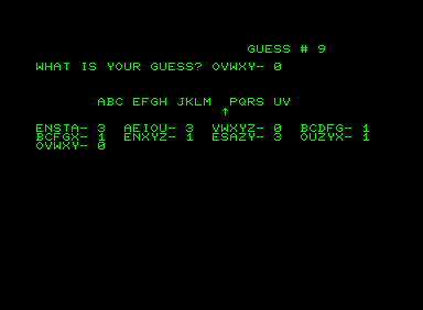 G-Word (Commodore PET/CBM) screenshot: Mid-game