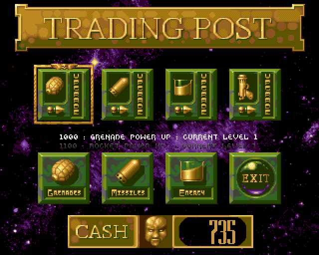 Alien Bash II (Amiga) screenshot: Trading Post