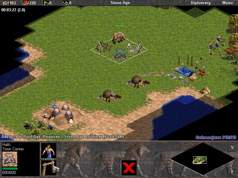 Age of Empires (Windows) screenshot: My village is growing...