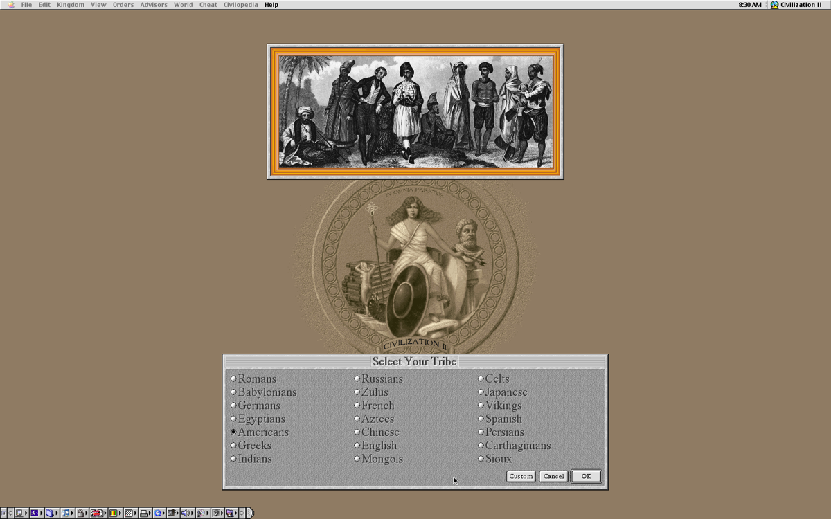 Sid Meier's Civilization II (Macintosh) screenshot: Second part of the player configuration.