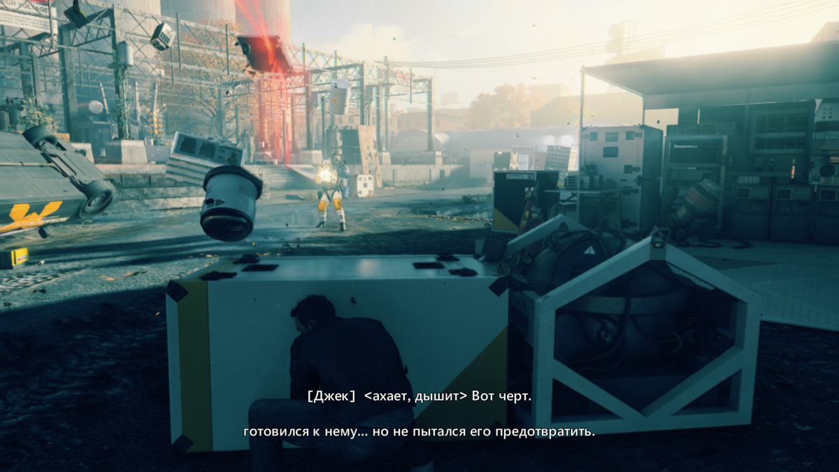 Quantum Break (Windows) screenshot: These enemies have their chrono equipment and they don't freeze in time like everybody else