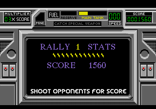 RoadBlasters (Genesis) screenshot: You get tips at the end of a race.