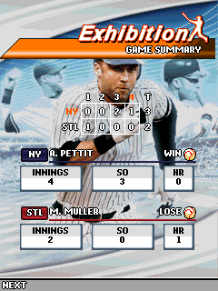 Derek Jeter Pro Baseball 2008 (J2ME) screenshot: Game summary