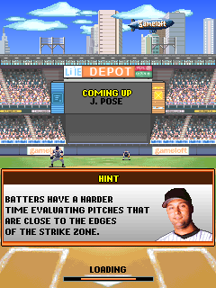 Derek Jeter Pro Baseball 2008 (J2ME) screenshot: A hint