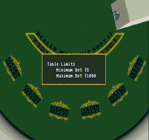 Golden Nugget (PlayStation) screenshot: Blackjack. Table limits.