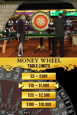 Golden Nugget Casino DS (Nintendo DS) screenshot: Money Wheel - Table Limits.