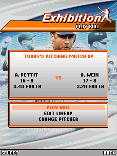Derek Jeter Pro Baseball 2008 (J2ME) screenshot: Pre-game menu