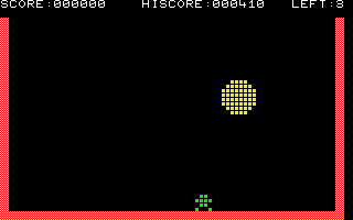 Cannon Ball (Sharp MZ-80K/700/800/1500) screenshot: You start out with one ball
