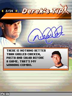 Derek Jeter Pro Baseball 2008 (J2ME) screenshot: One of Derek's Tips