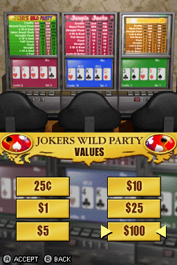 Golden Nugget Casino DS (Nintendo DS) screenshot: Joker's Wild Party - Values.