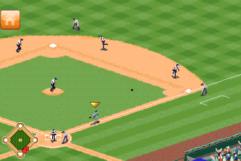 Derek Jeter Pro Baseball 2008 (Android) screenshot: Ball is in play