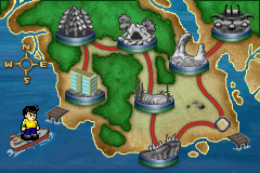 Yu Yu Hakusho: Ghost Files - Tournament Tactics (Game Boy Advance) screenshot: The different areas where fights take place