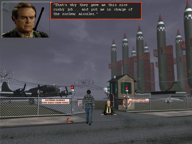 Harvester (Windows) screenshot: Such a small town supposedly has nuclear missiles