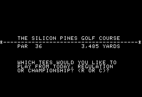 Pro Golf 1 (Apple II) screenshot: The Silicon Pines Golf Course