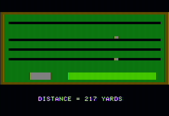 Pro Golf 1 (Apple II) screenshot: Showing shot distance
