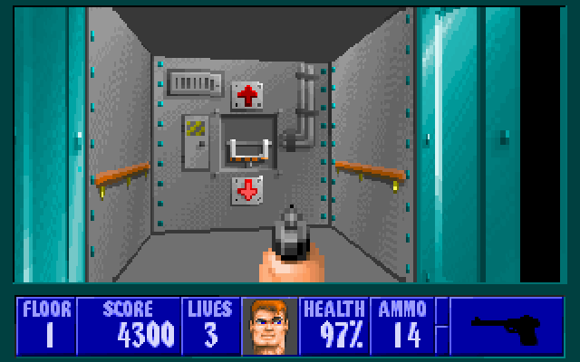 Wolfenstein 3D (PC-98) screenshot: This is what a level exit looks like