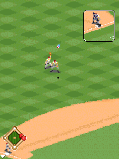 Derek Jeter Pro Baseball 2008 (J2ME) screenshot: Easy catch for the fielder