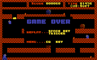 Flappy (Sharp MZ-80K/700/800/1500) screenshot: Game Over
