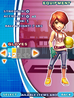 Let's Go Bowling (J2ME) screenshot: Equipment