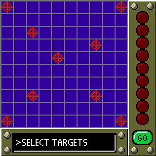 Ultimate Battle Fleet (Palm OS) screenshot: Selecting targets (colour)