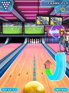 Let's Go Bowling (J2ME) screenshot: Setting power and aim