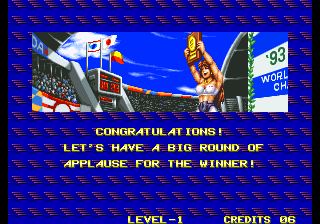 Windjammers (Arcade) screenshot: Congratulations